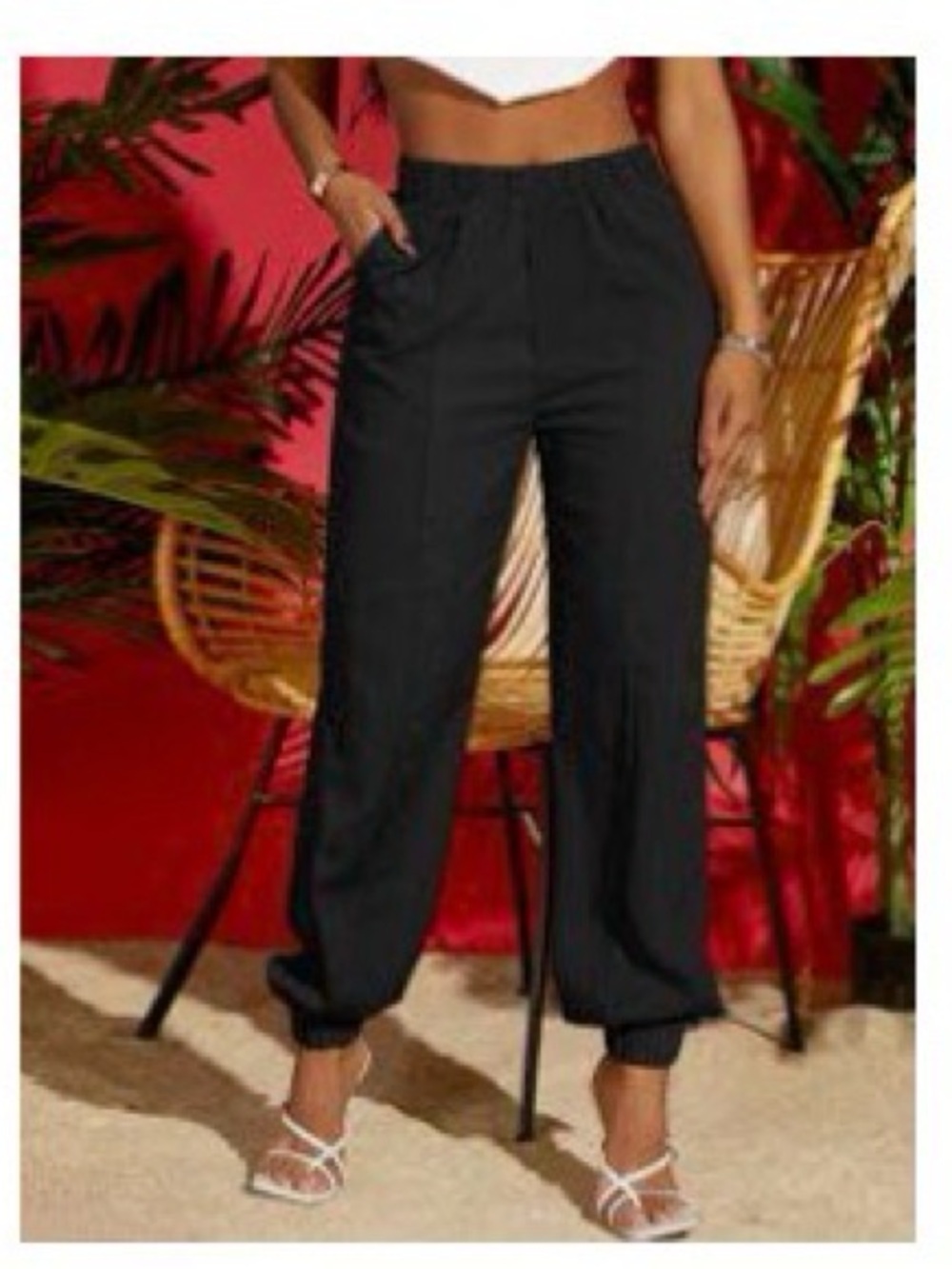SHEIN Black Elastic Cuffed Track Joggers